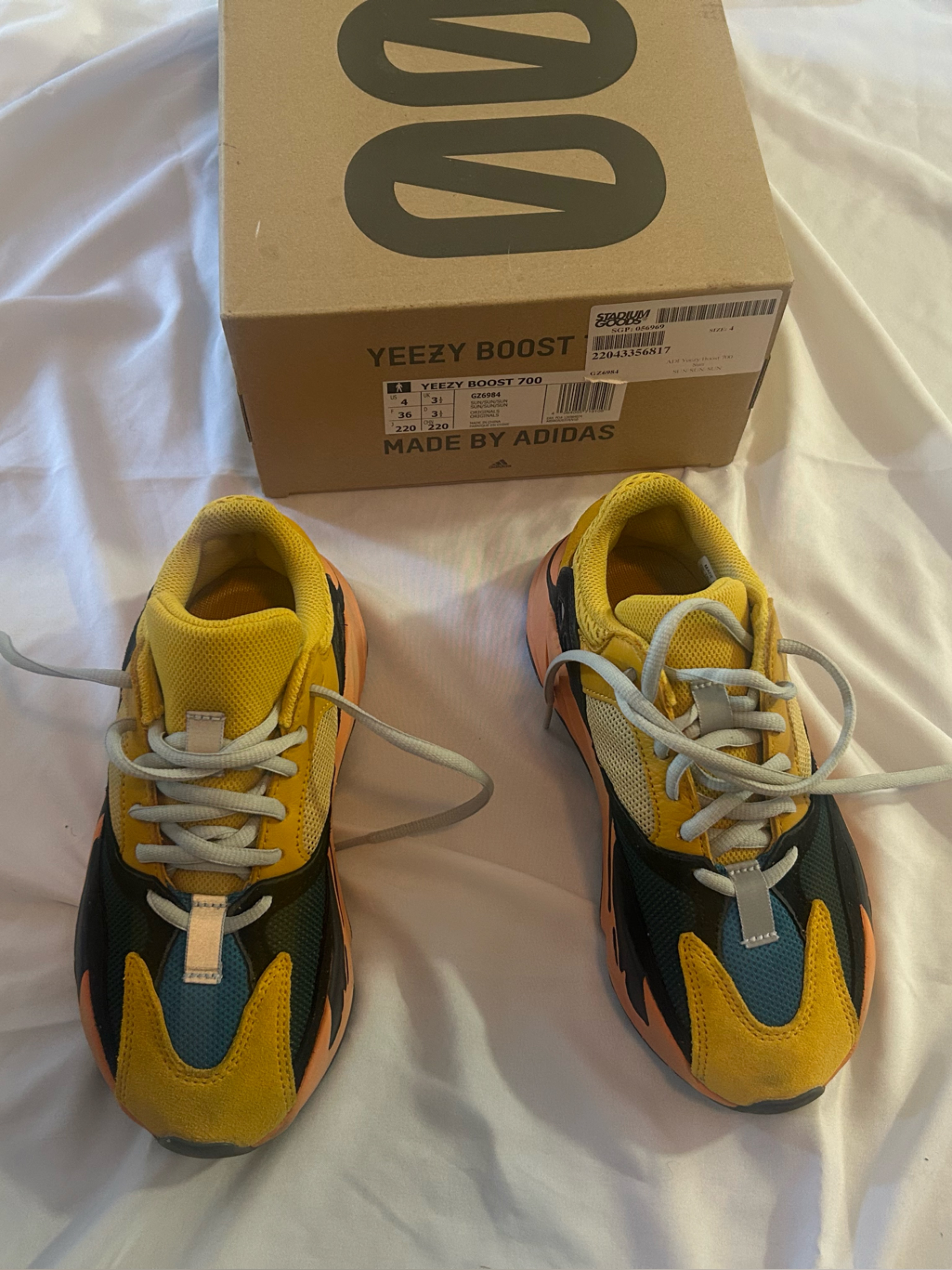 Adidas Yeezy Boost 700 Sun 2021 Youth Colorblock Sneakers Yellow Orange Black